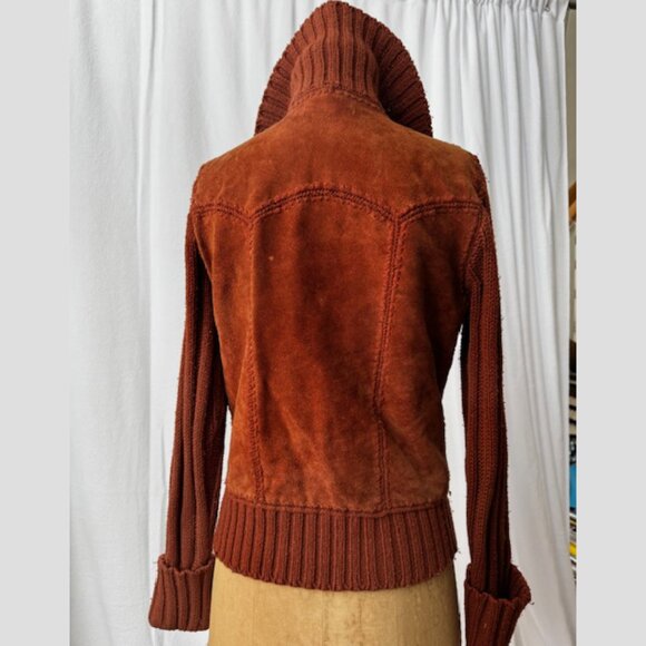 VINTAGE boho suede/knit sweater - Picture 5 of 8